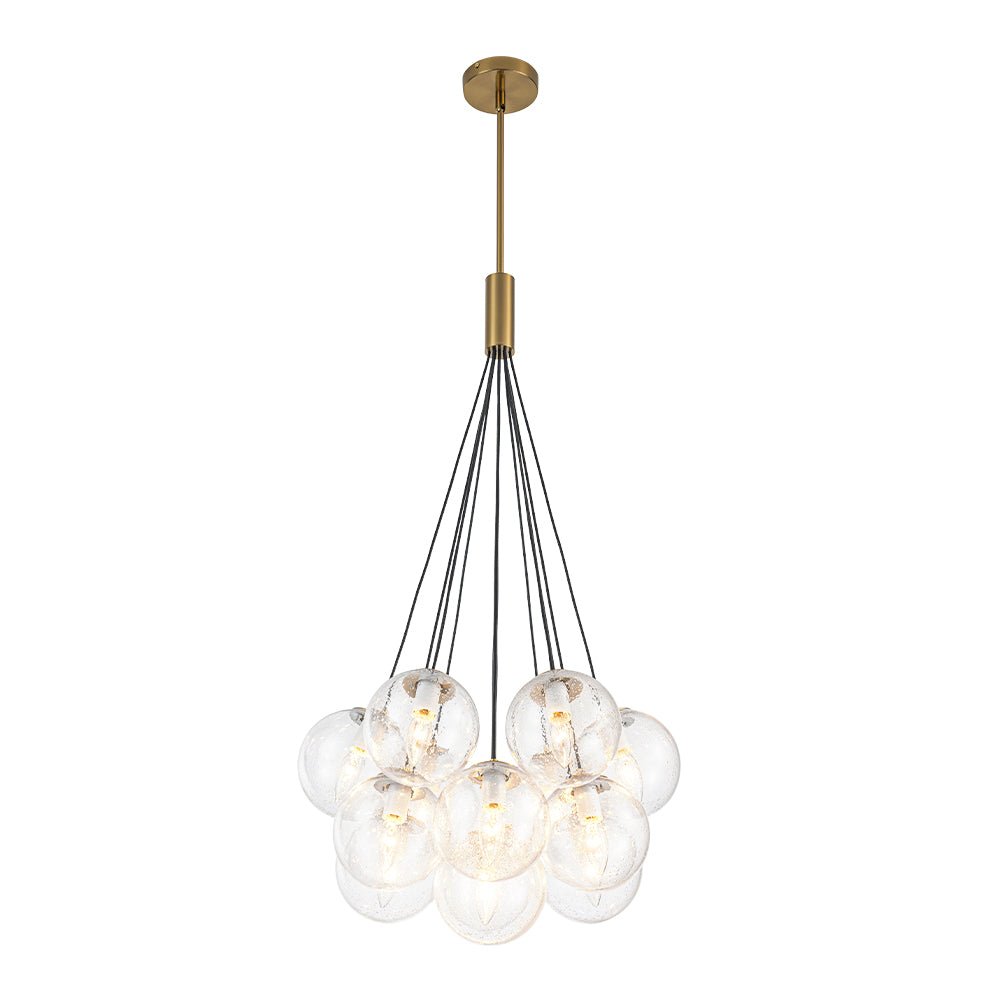 Contemporary Cluster Seeded Glass Globe Bubble Chandelier