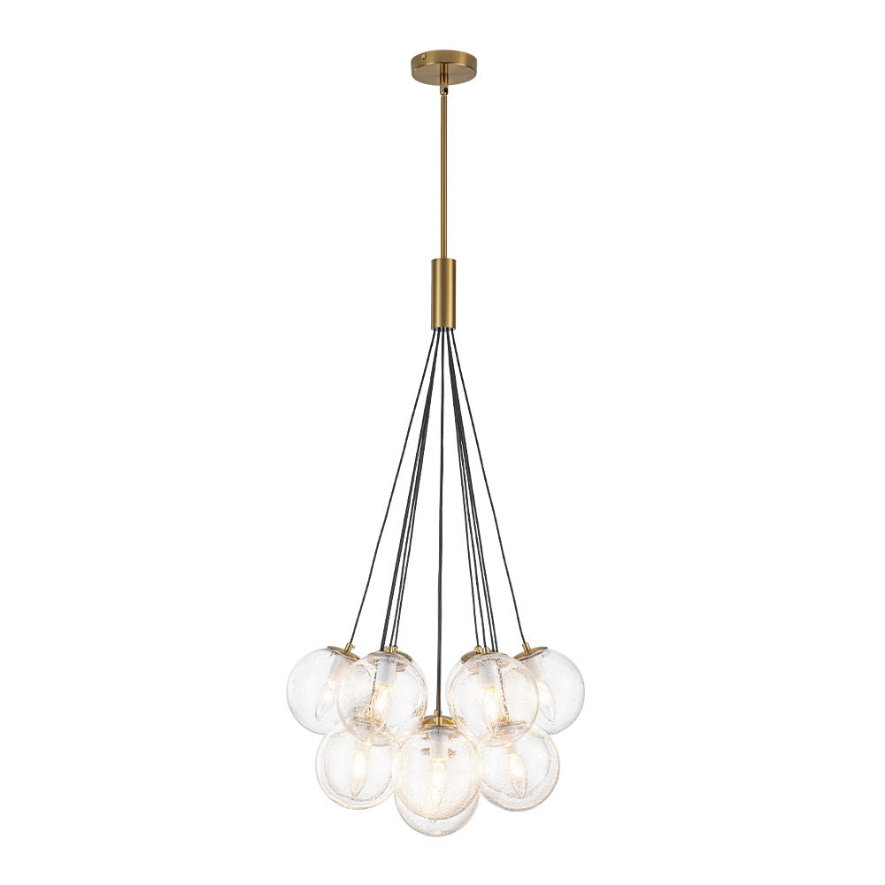 Contemporary Cluster Seeded Glass Globe Bubble Chandelier