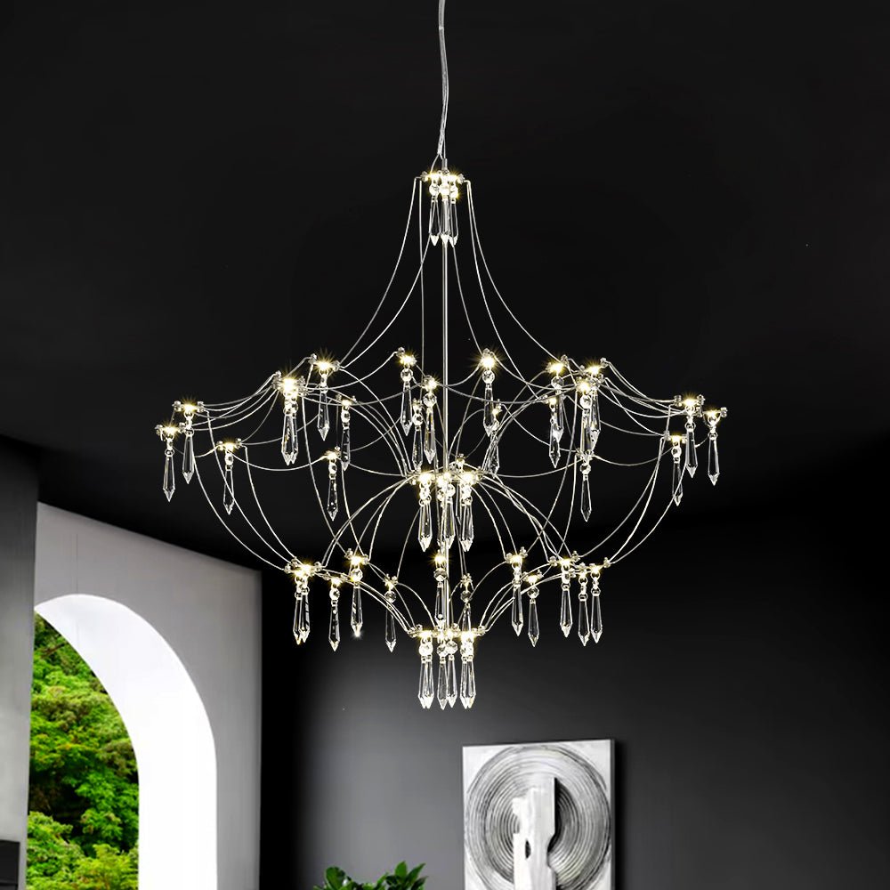 Contemporary Glam Starry Geometric LED Crystal Chandelier