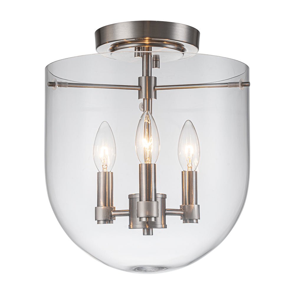 Contemporary Nickel 11 Wide Glass Semi Flush Mount