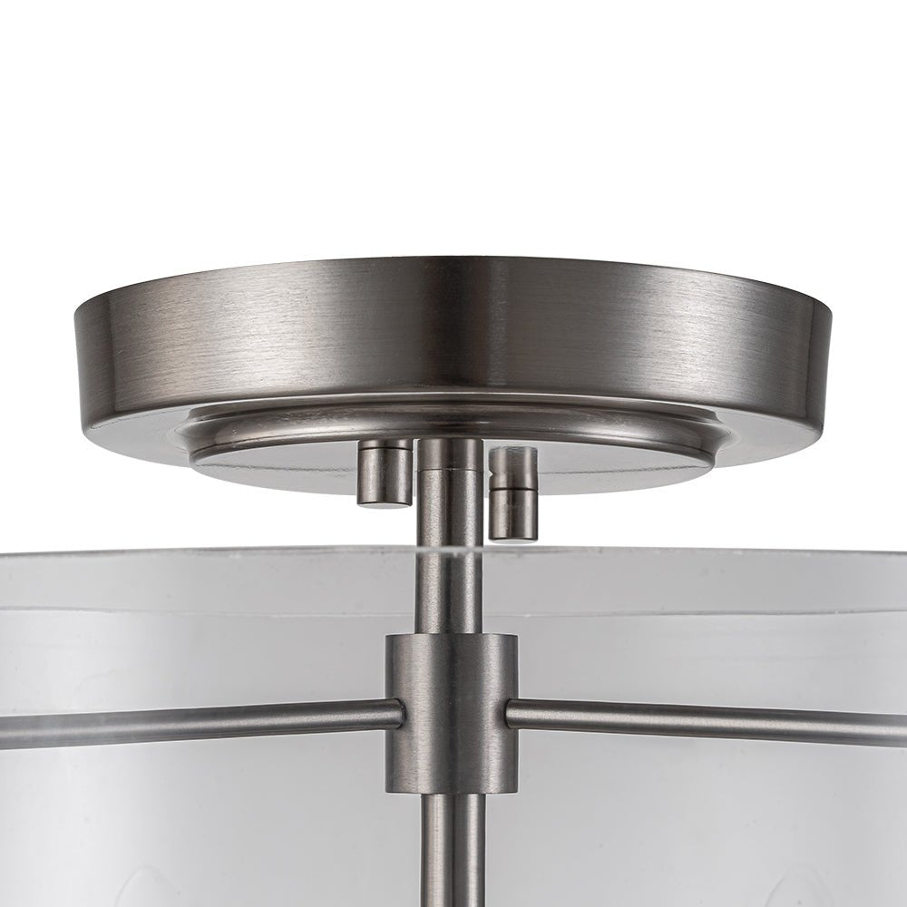 Contemporary Nickel 11 Wide Glass Semi Flush Mount