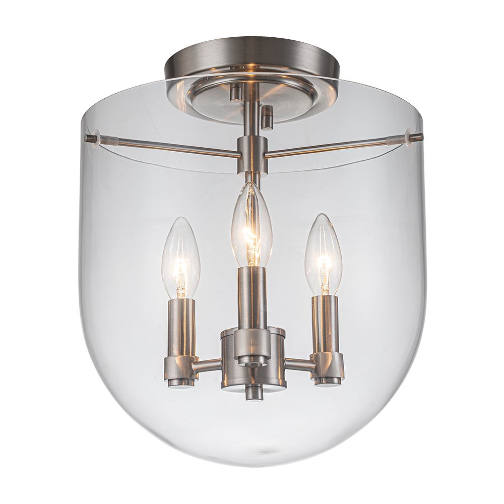 Contemporary Nickel 11 Wide Glass Semi Flush Mount