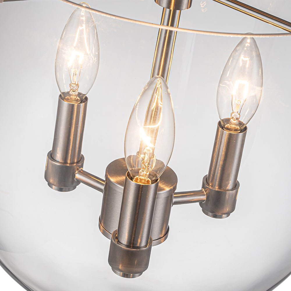 Contemporary Nickel 11 Wide Glass Semi Flush Mount