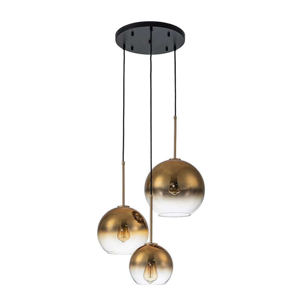 Contemporary Polished Gradual Glass Globe 3-Light Pendant