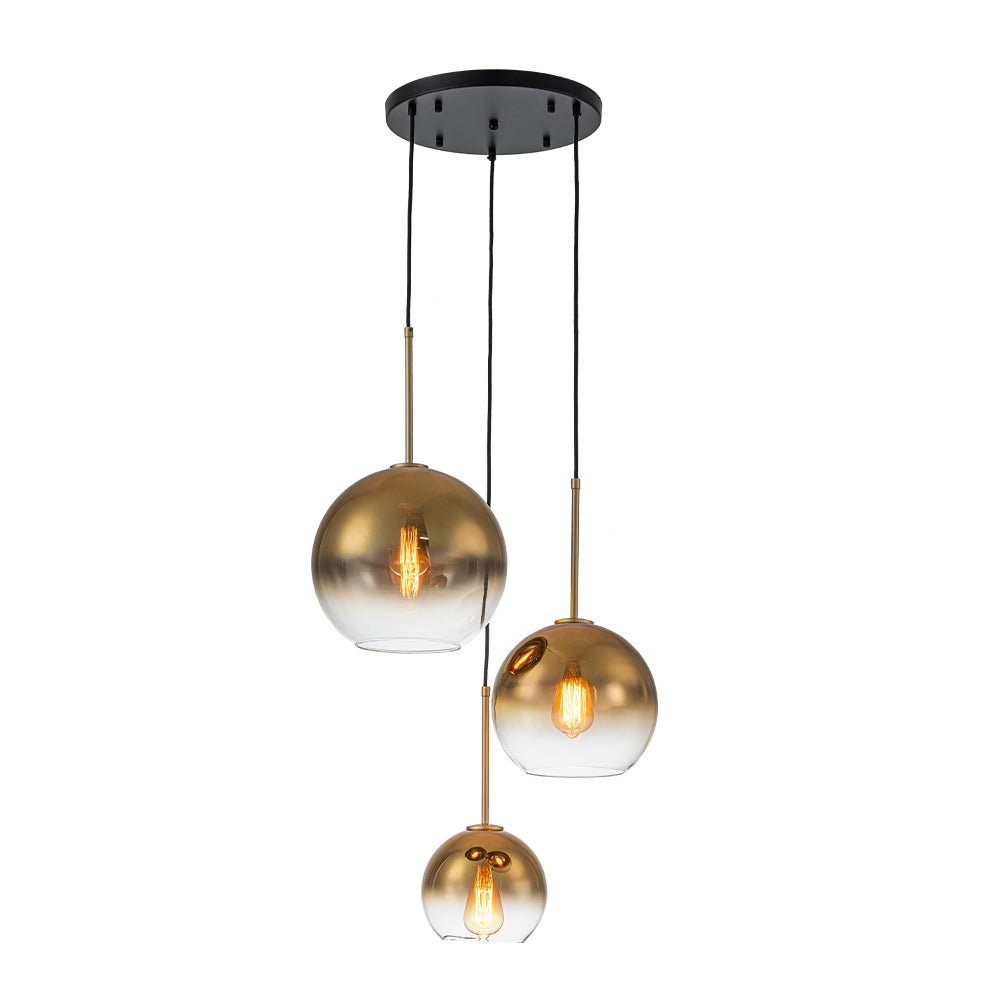 Contemporary Polished Gradual Glass Globe 3-Light Pendant