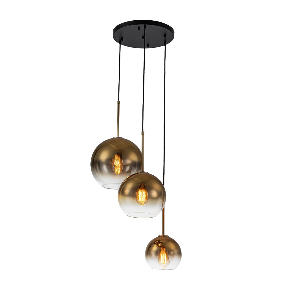 Contemporary Polished Gradual Glass Globe 3-Light Pendant