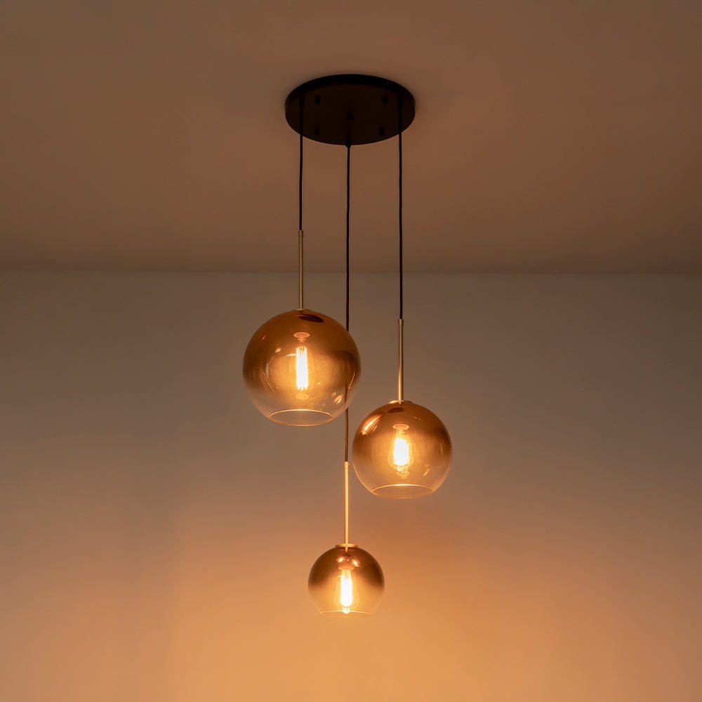 Contemporary Polished Gradual Glass Globe 3-Light Pendant