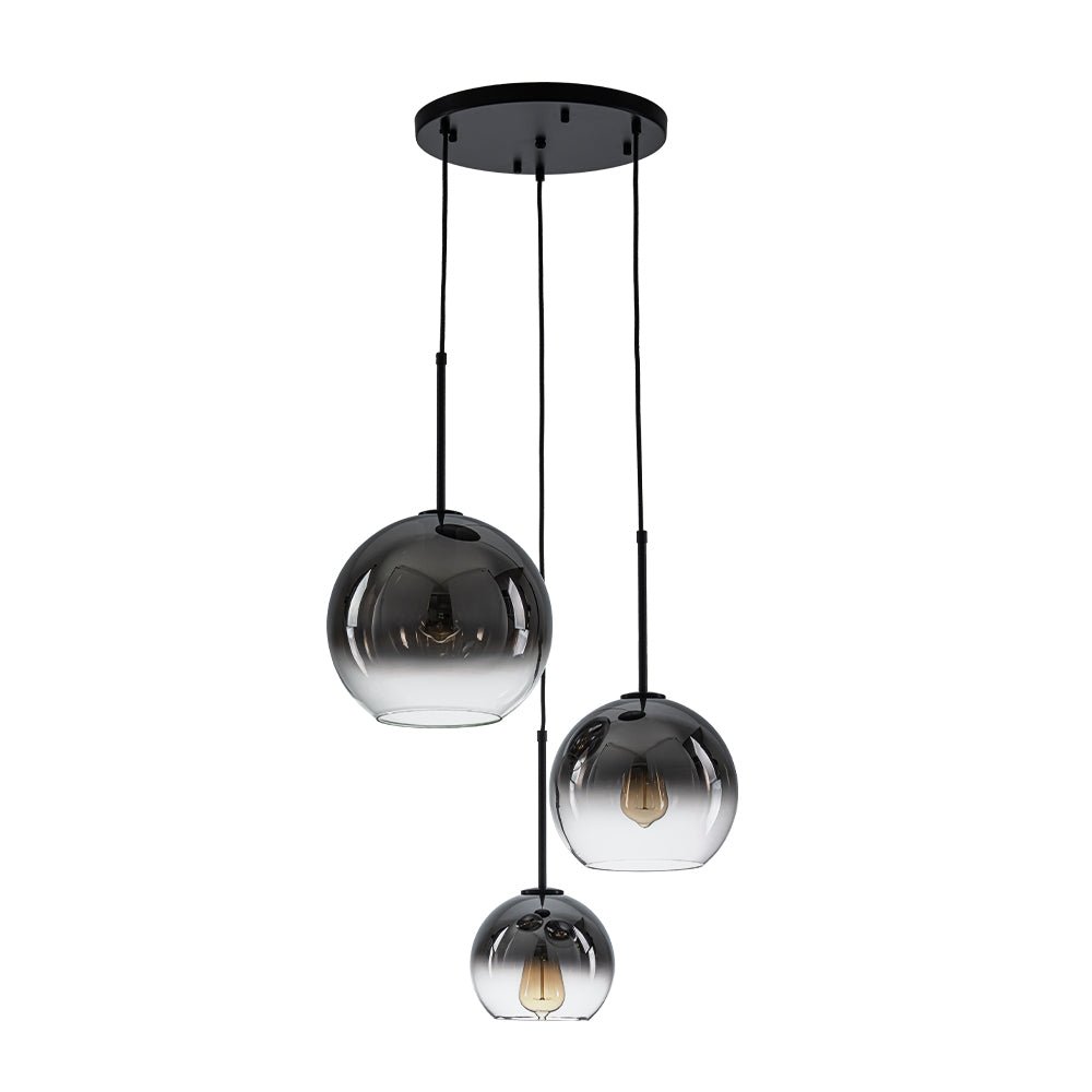 Contemporary Polished Gradual Glass Globe 3-Light Pendant