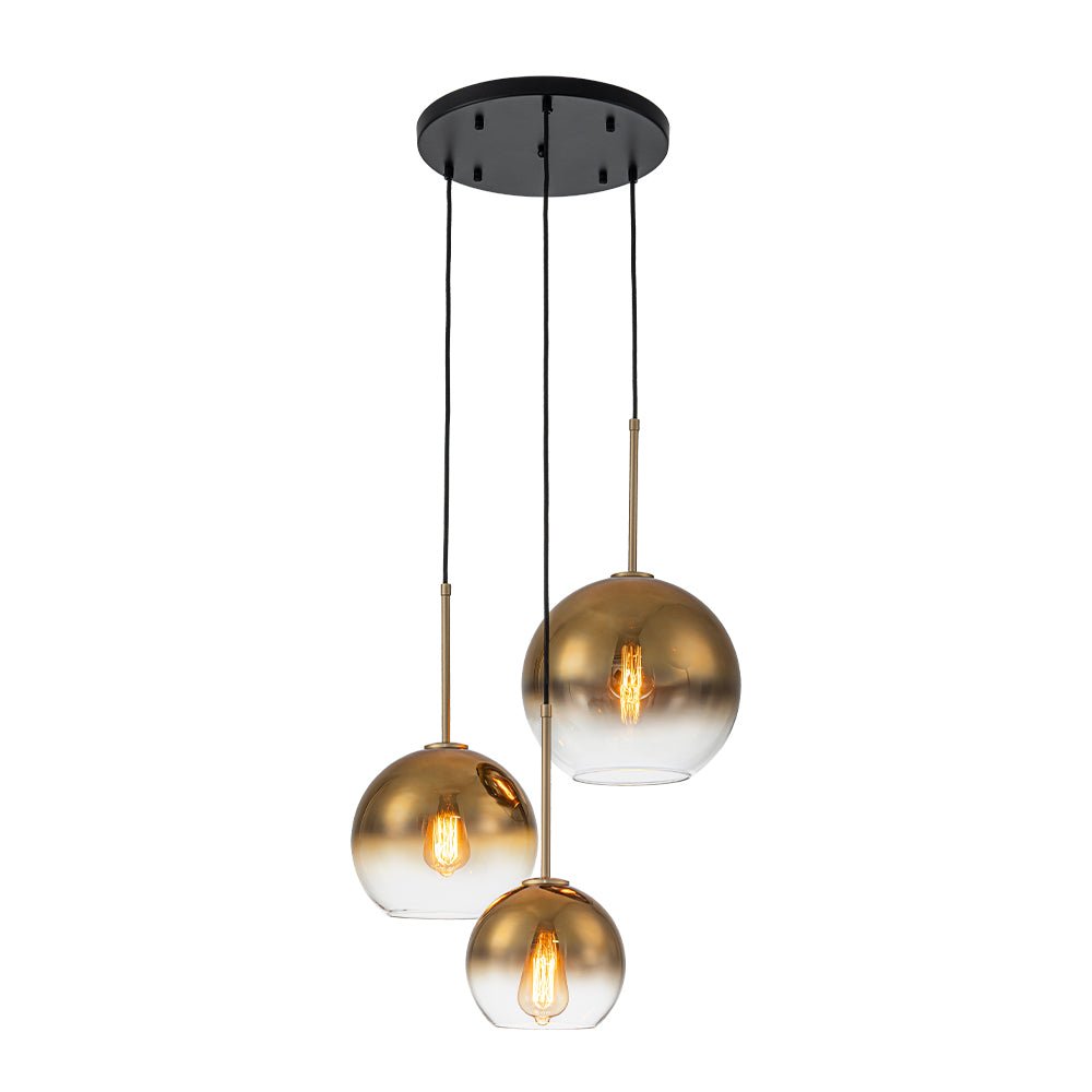 Contemporary Polished Gradual Glass Globe 3-Light Pendant