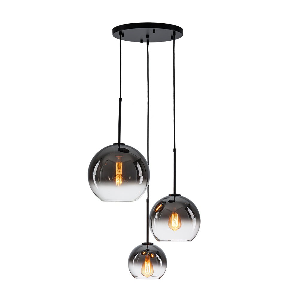 Contemporary Polished Gradual Glass Globe 3-Light Pendant