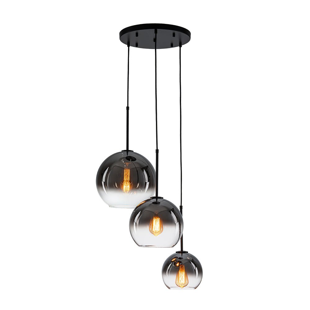 Contemporary Polished Gradual Glass Globe 3-Light Pendant