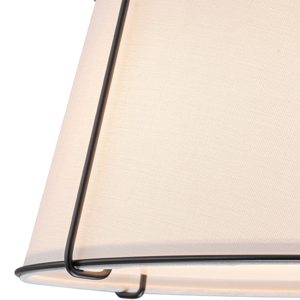 Contemporary Wide Linen Drum Brass Semi Flush Mount