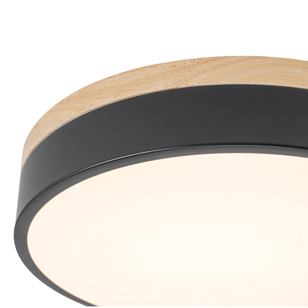 Contemporary Wood Round Dimmable LED Ceiling Light