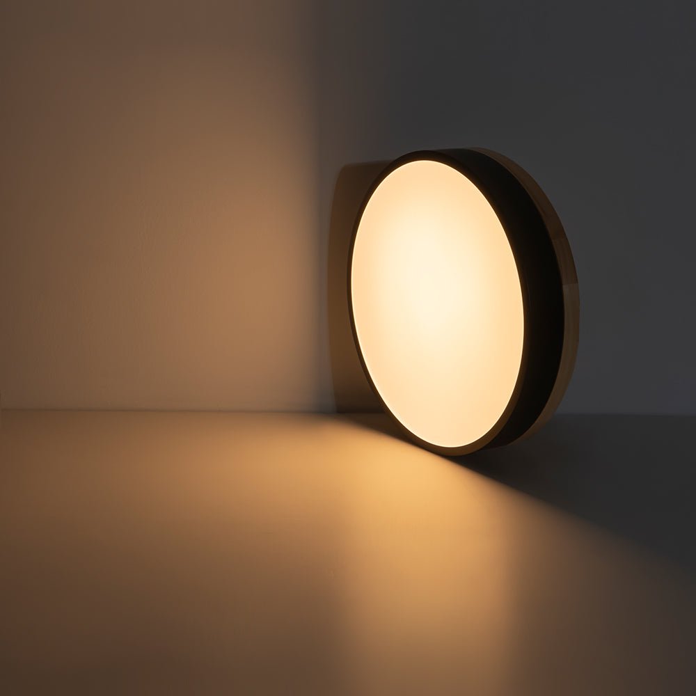Contemporary Wood Round Dimmable LED Ceiling Light