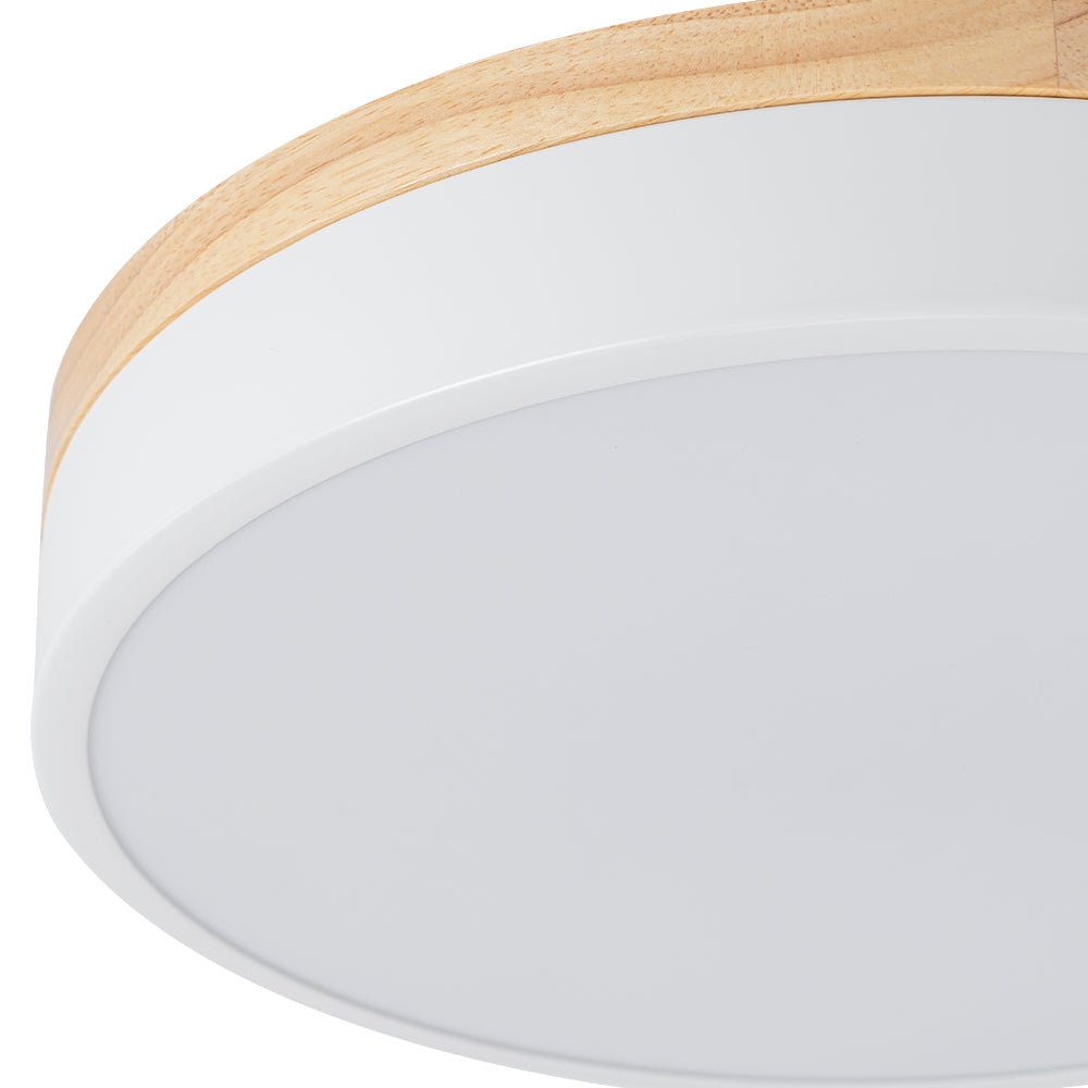 Contemporary Wood Round Dimmable LED Ceiling Light