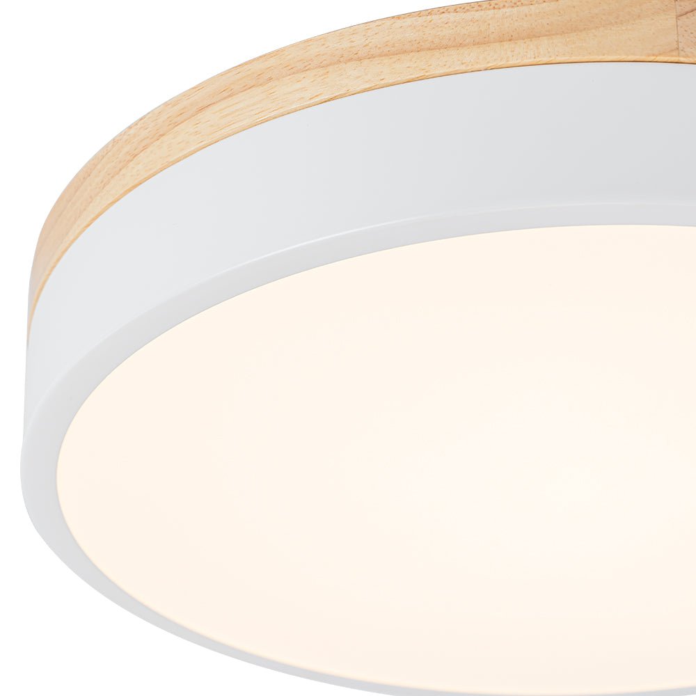 Contemporary Wood Round Dimmable LED Ceiling Light