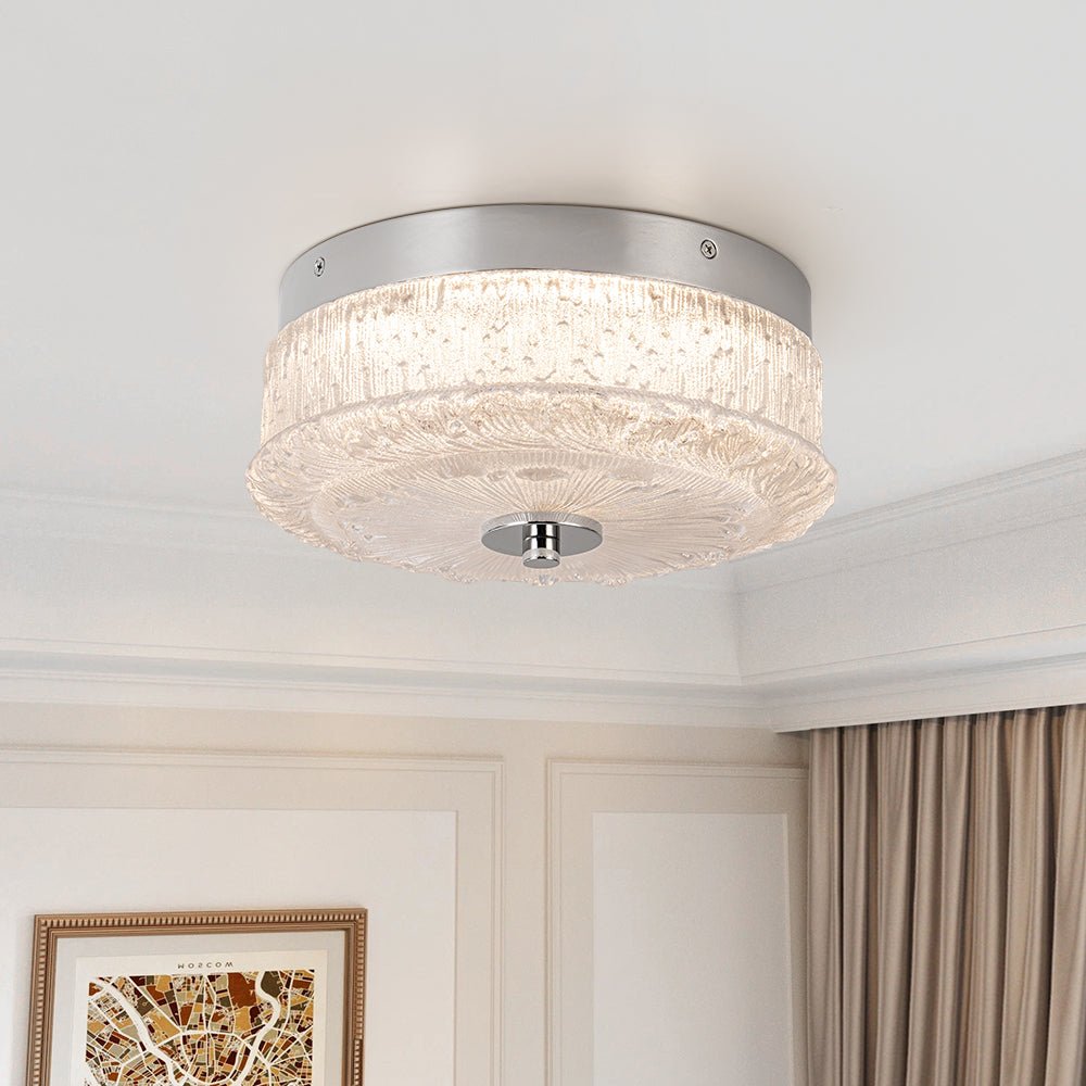 Decorative Clear Glazed Glass Round LED Ceiling Light