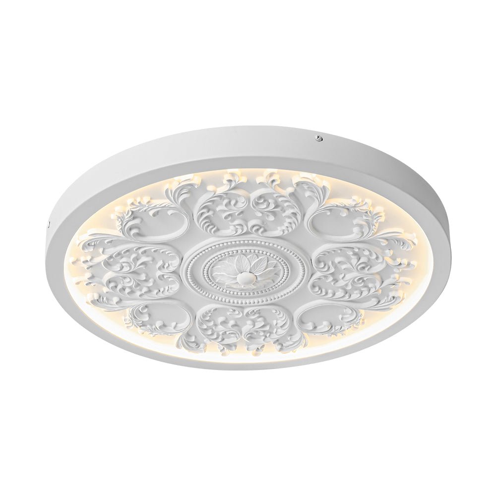 Decorative French White Medallion LED Flush Mount Light