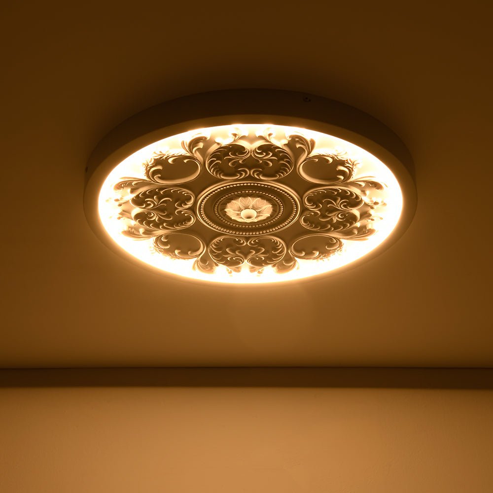 Decorative French White Medallion LED Flush Mount Light