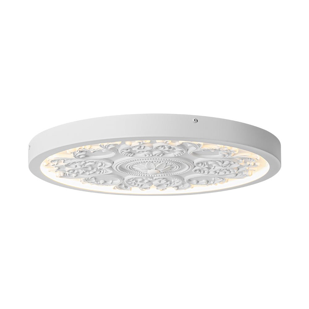 Decorative French White Medallion LED Flush Mount Light