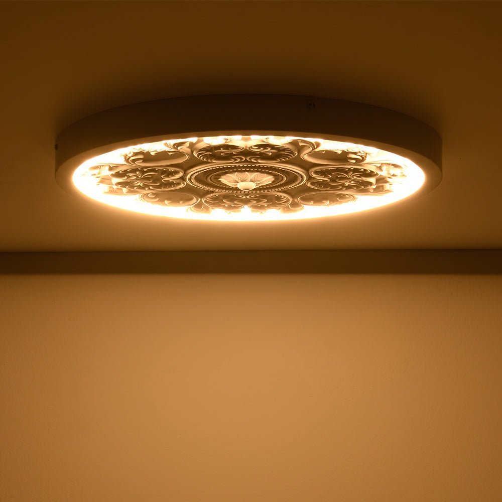 Decorative French White Medallion LED Flush Mount Light