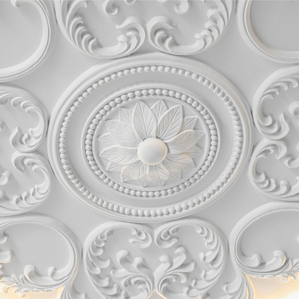 Decorative French White Medallion LED Flush Mount Light