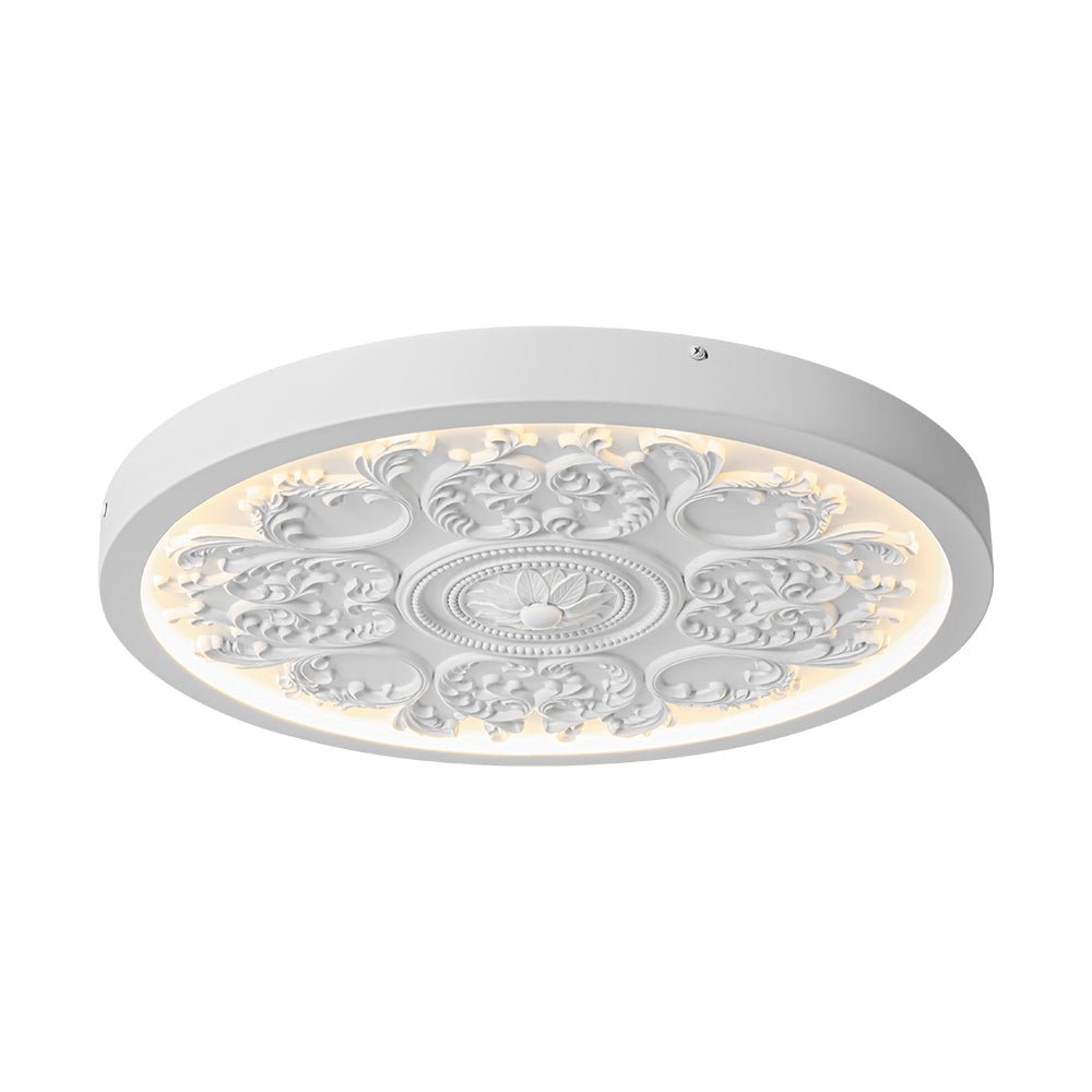 Decorative French White Medallion LED Flush Mount Light