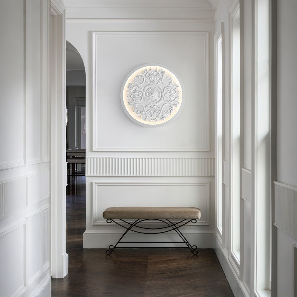 Decorative French White Medallion LED Flush Mount Light
