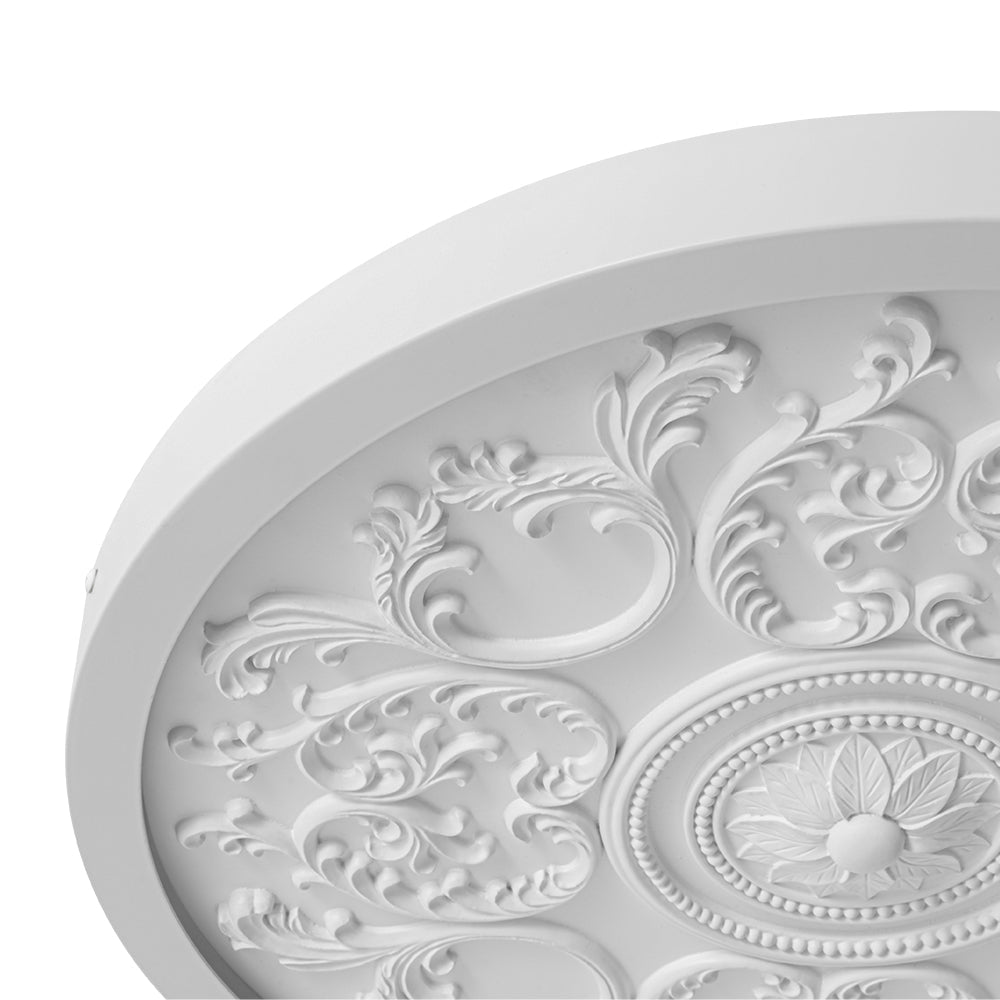 Decorative French White Medallion LED Flush Mount Light
