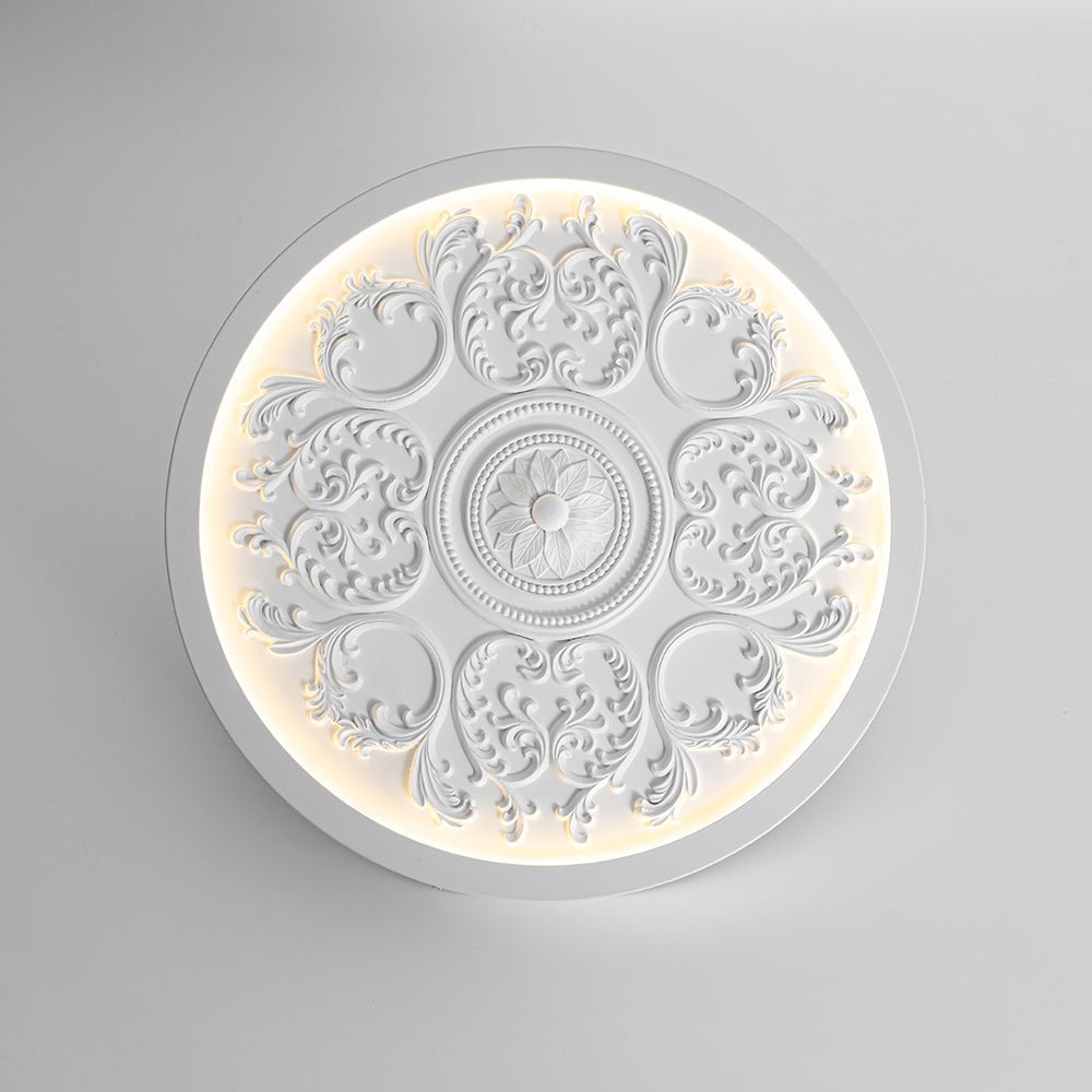 Decorative French White Medallion LED Flush Mount Light