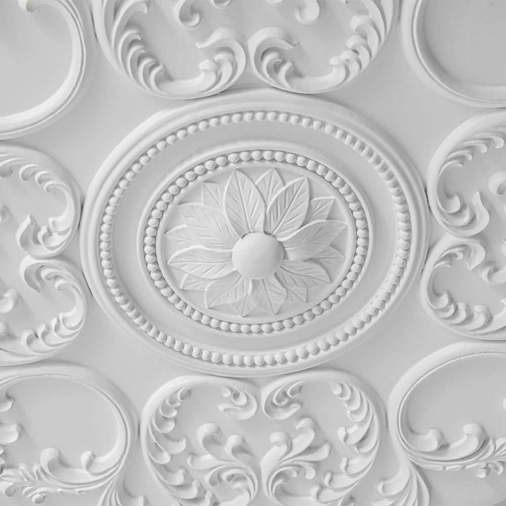 Decorative French White Medallion LED Flush Mount Light