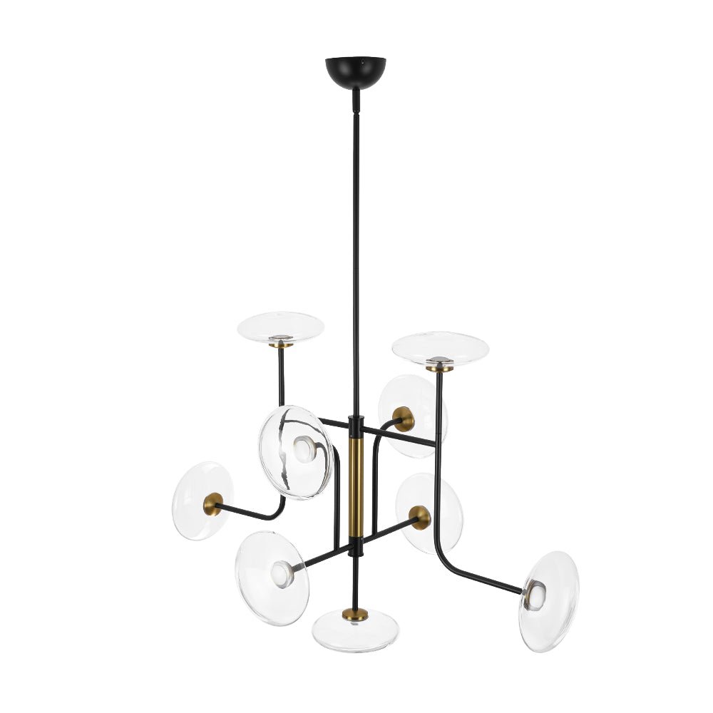 Designer 9-light Glass Dimmable LED Linear Sputnik Chandelier