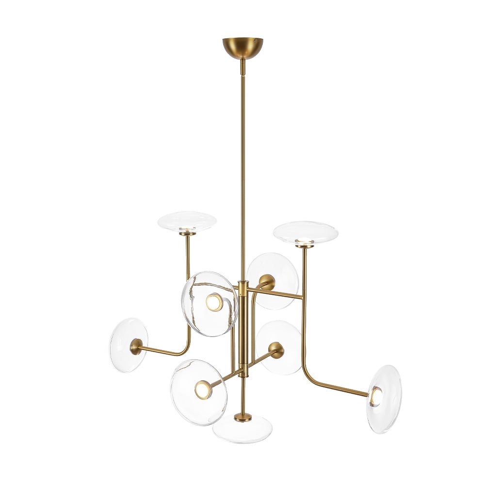 Designer 9-light Glass Dimmable LED Linear Sputnik Chandelier