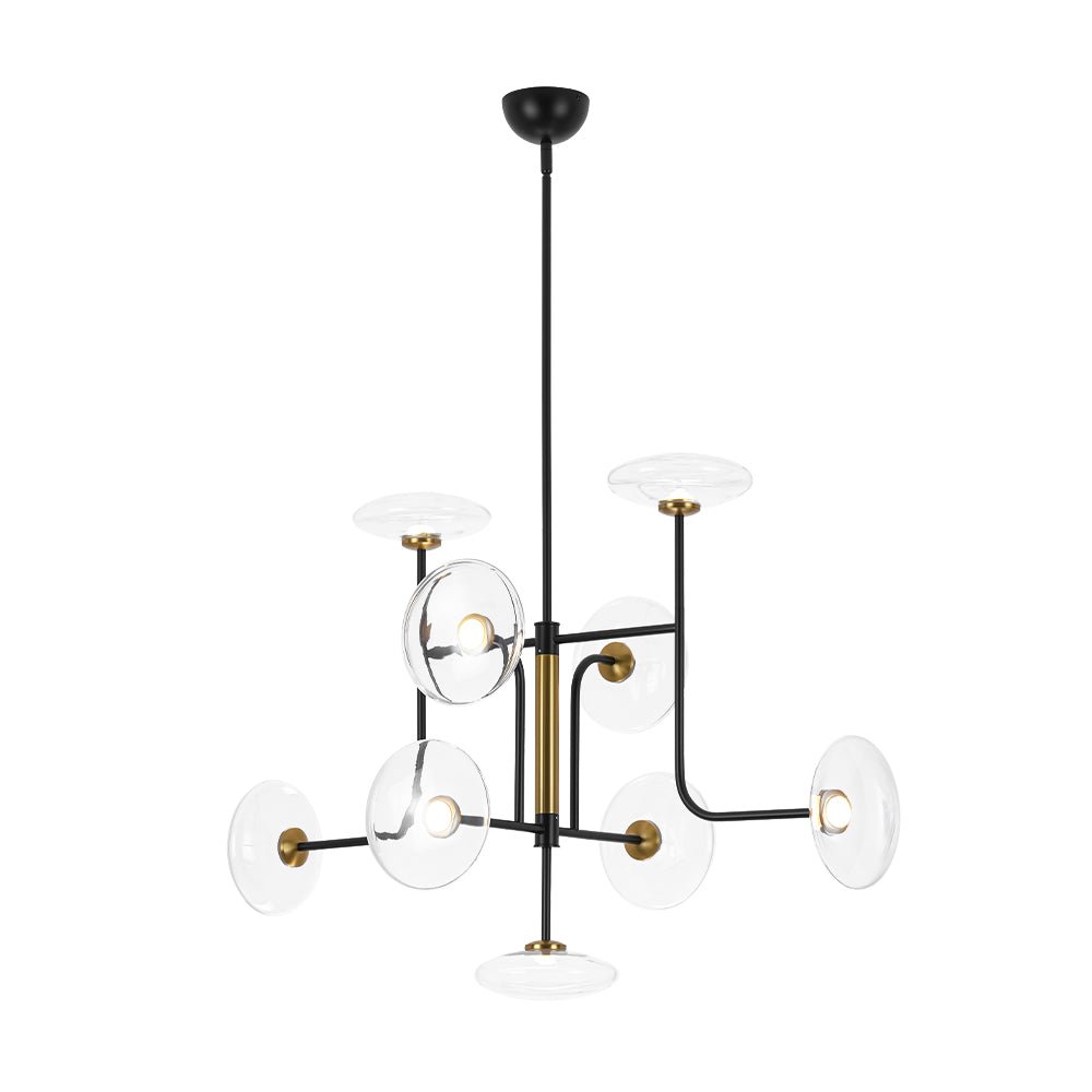 Designer 9-light Glass Dimmable LED Linear Sputnik Chandelier