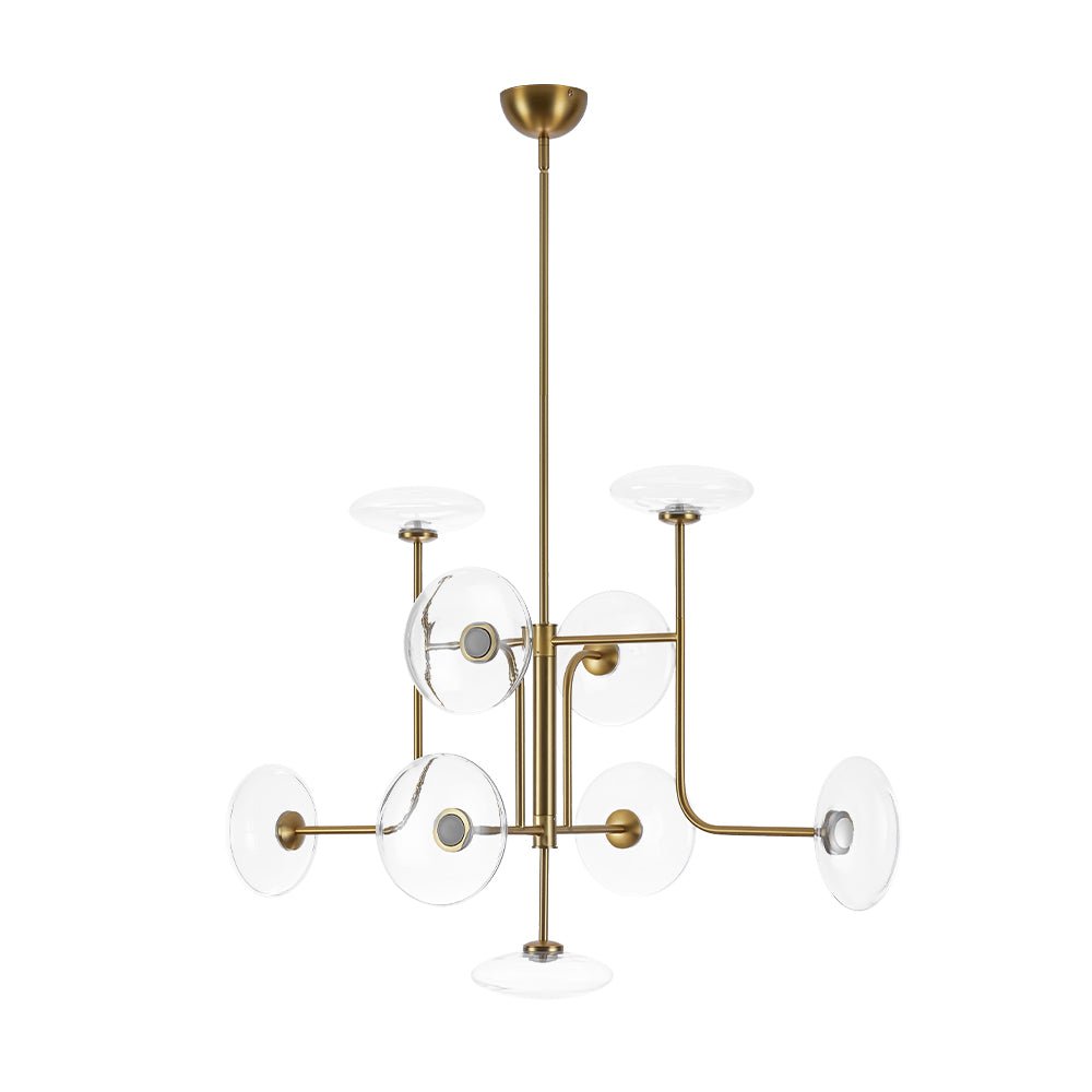 Designer 9-light Glass Dimmable LED Linear Sputnik Chandelier