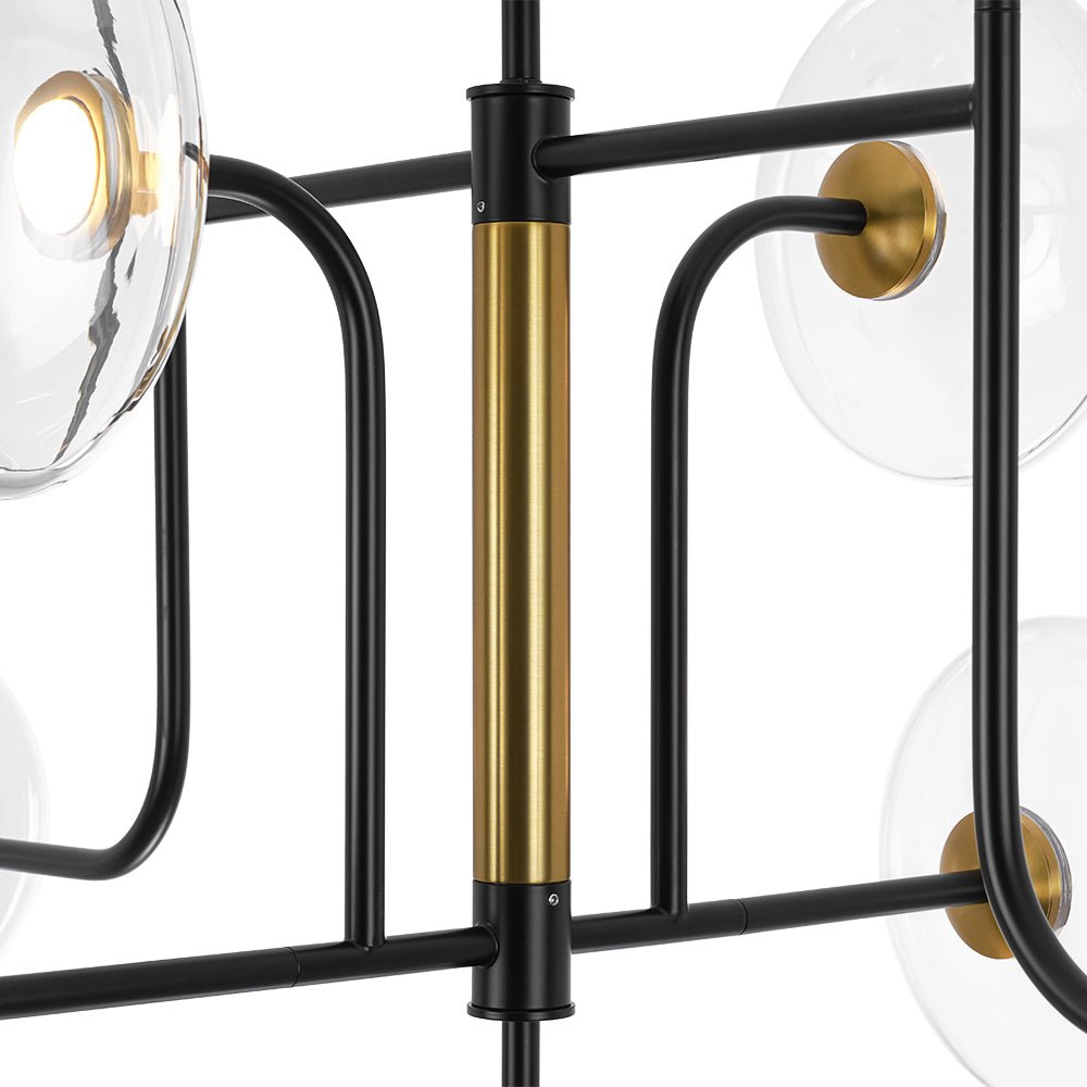 Designer 9-light Glass Dimmable LED Linear Sputnik Chandelier