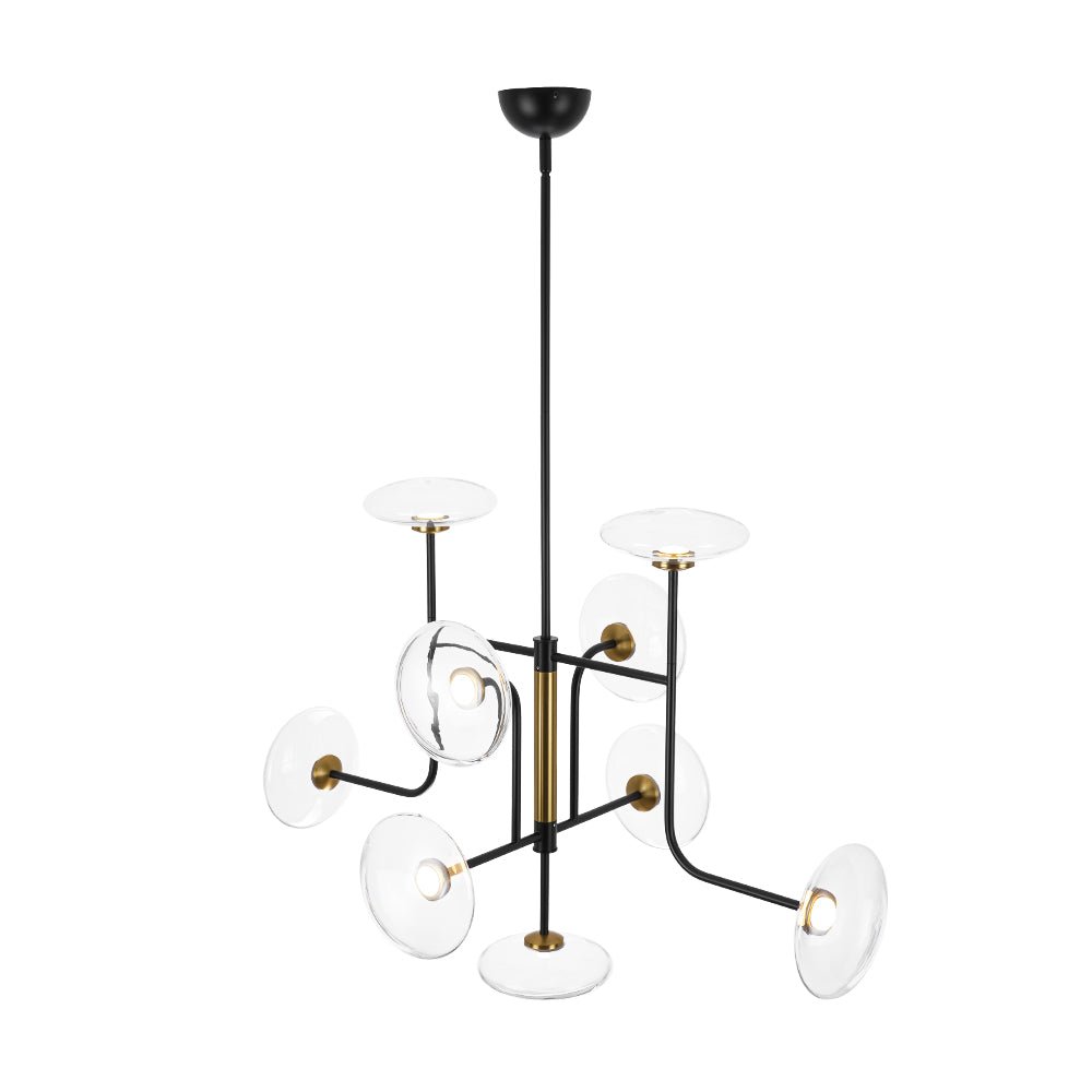 Designer 9-light Glass Dimmable LED Linear Sputnik Chandelier