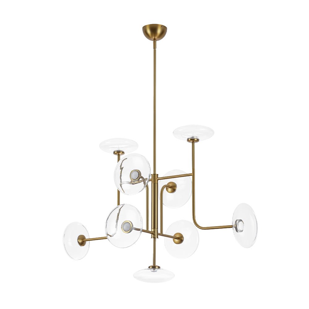Designer 9-light Glass Dimmable LED Linear Sputnik Chandelier