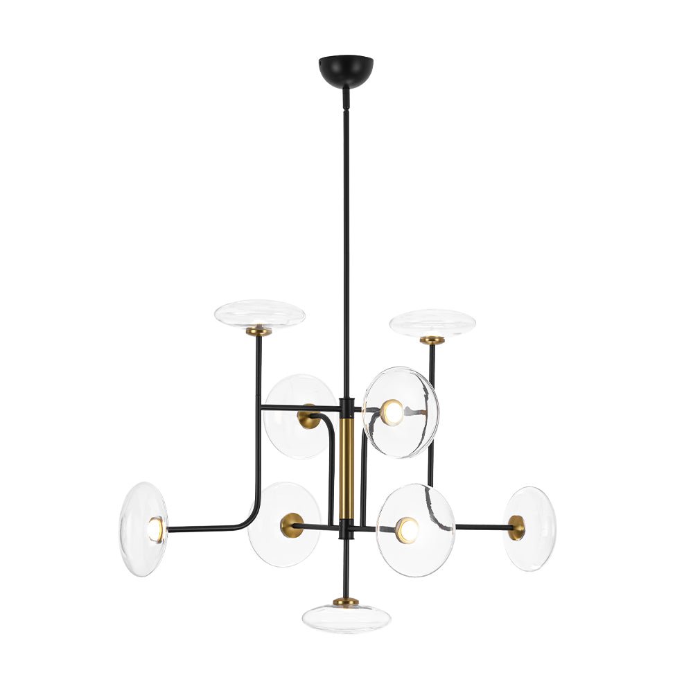 Designer 9-light Glass Dimmable LED Linear Sputnik Chandelier