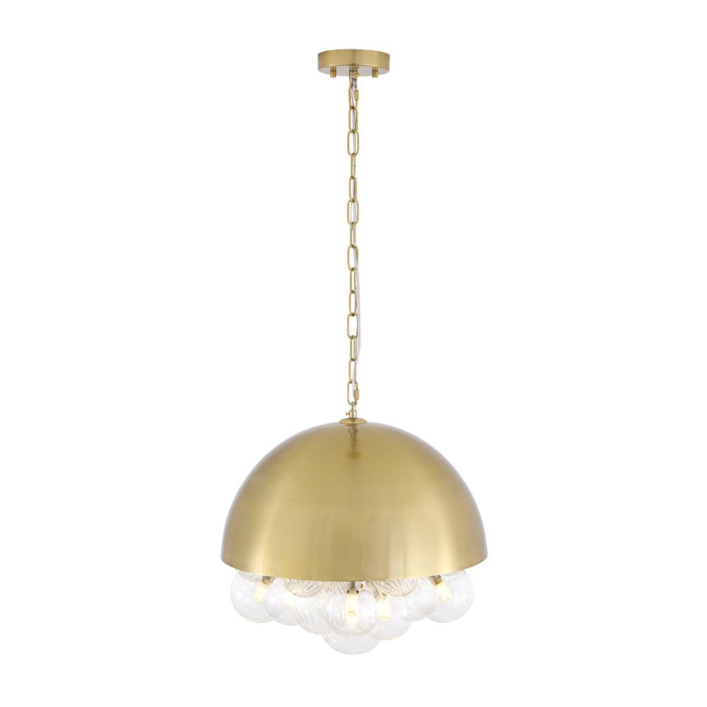 Designer Cluster Glass Globe Metal Dome Pendant Light
