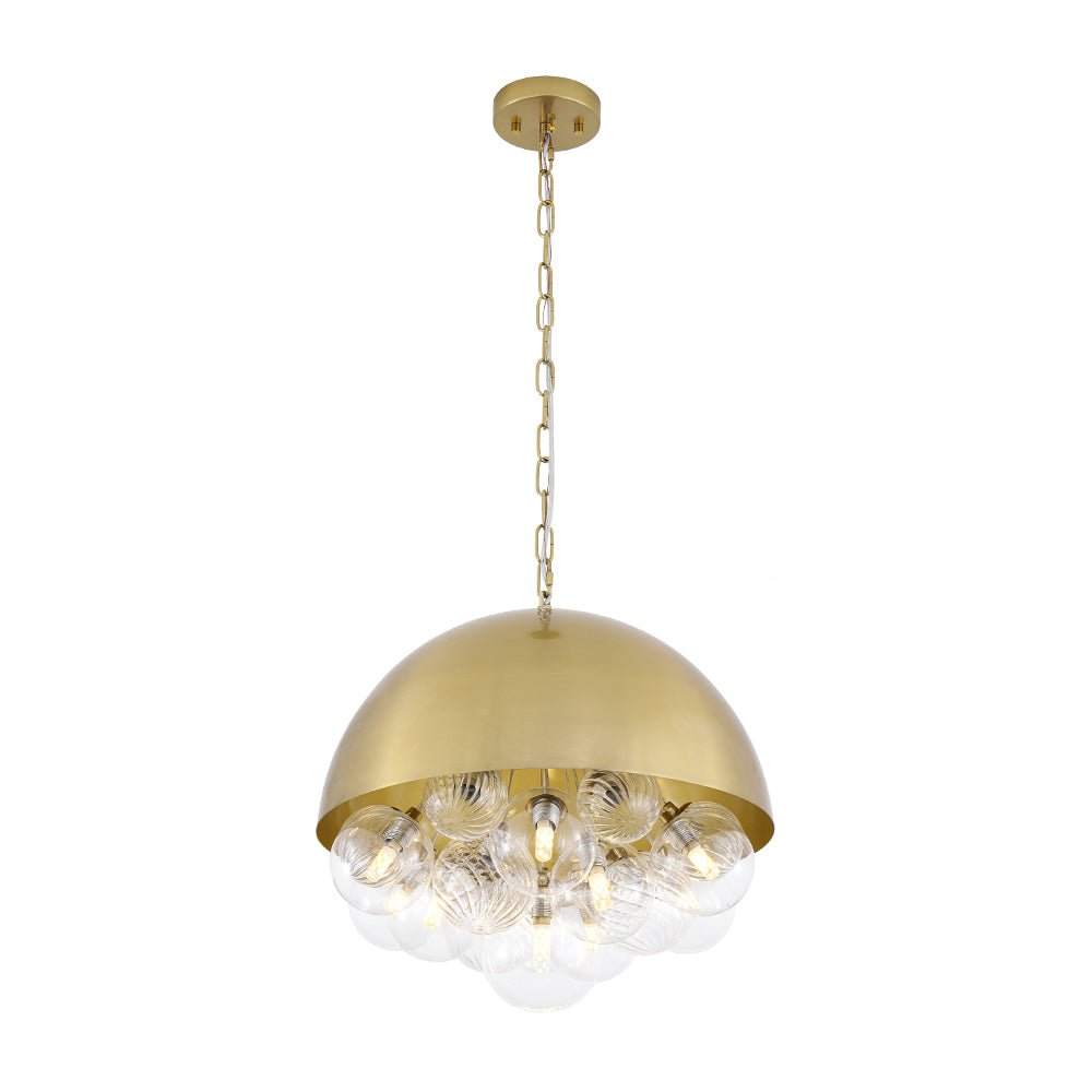Designer Cluster Glass Globe Metal Dome Pendant Light