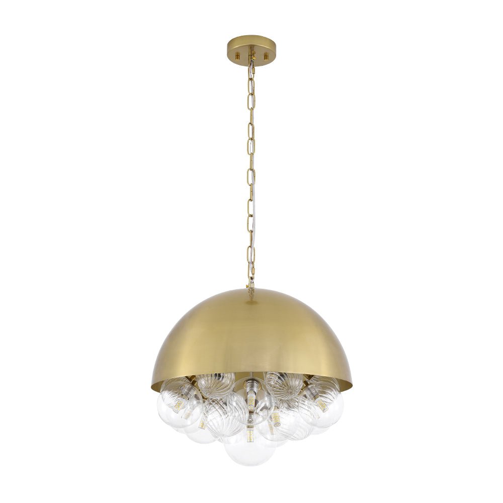 Designer Cluster Glass Globe Metal Dome Pendant Light