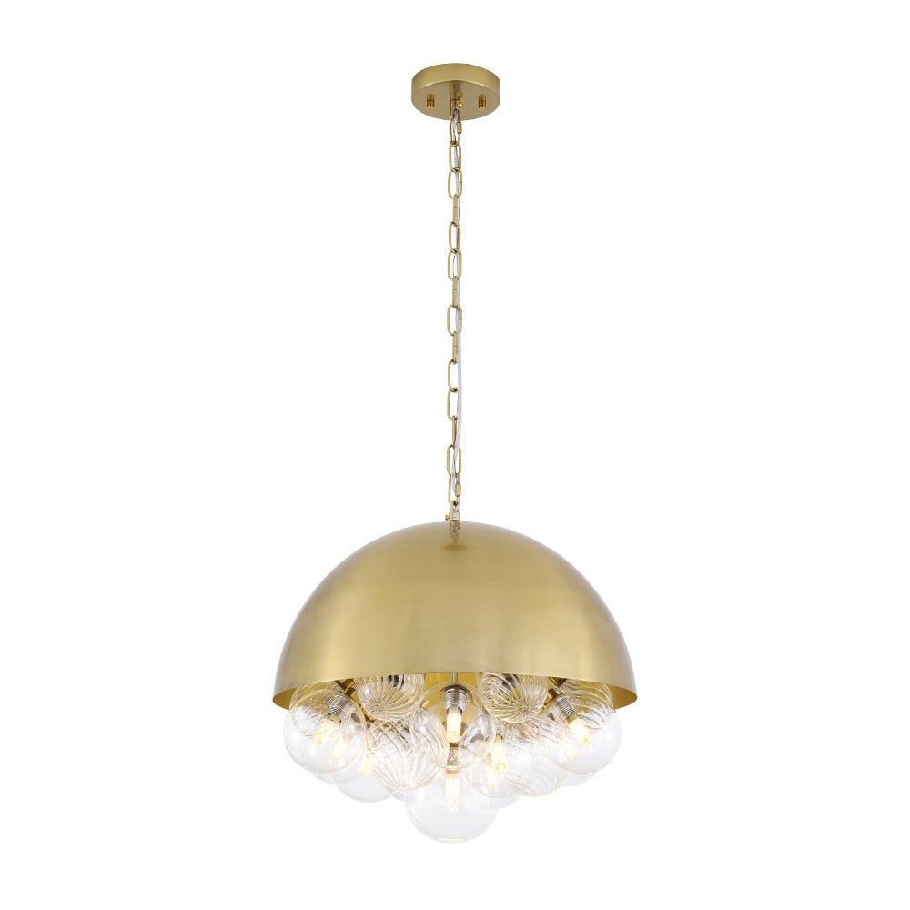 Designer Cluster Glass Globe Metal Dome Pendant Light
