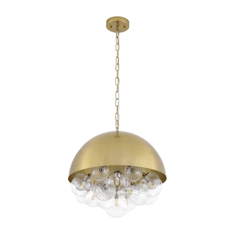 Designer Cluster Glass Globe Metal Dome Pendant Light