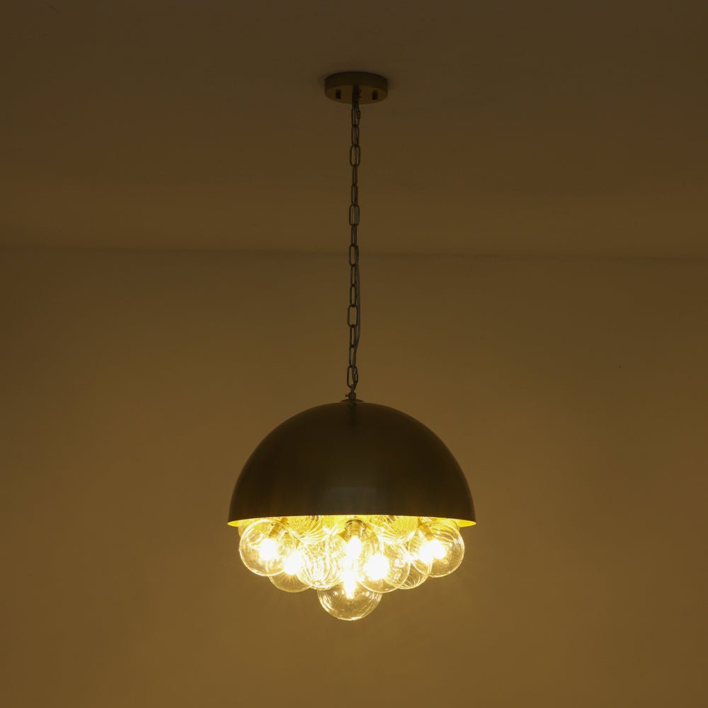 Designer Cluster Glass Globe Metal Dome Pendant Light