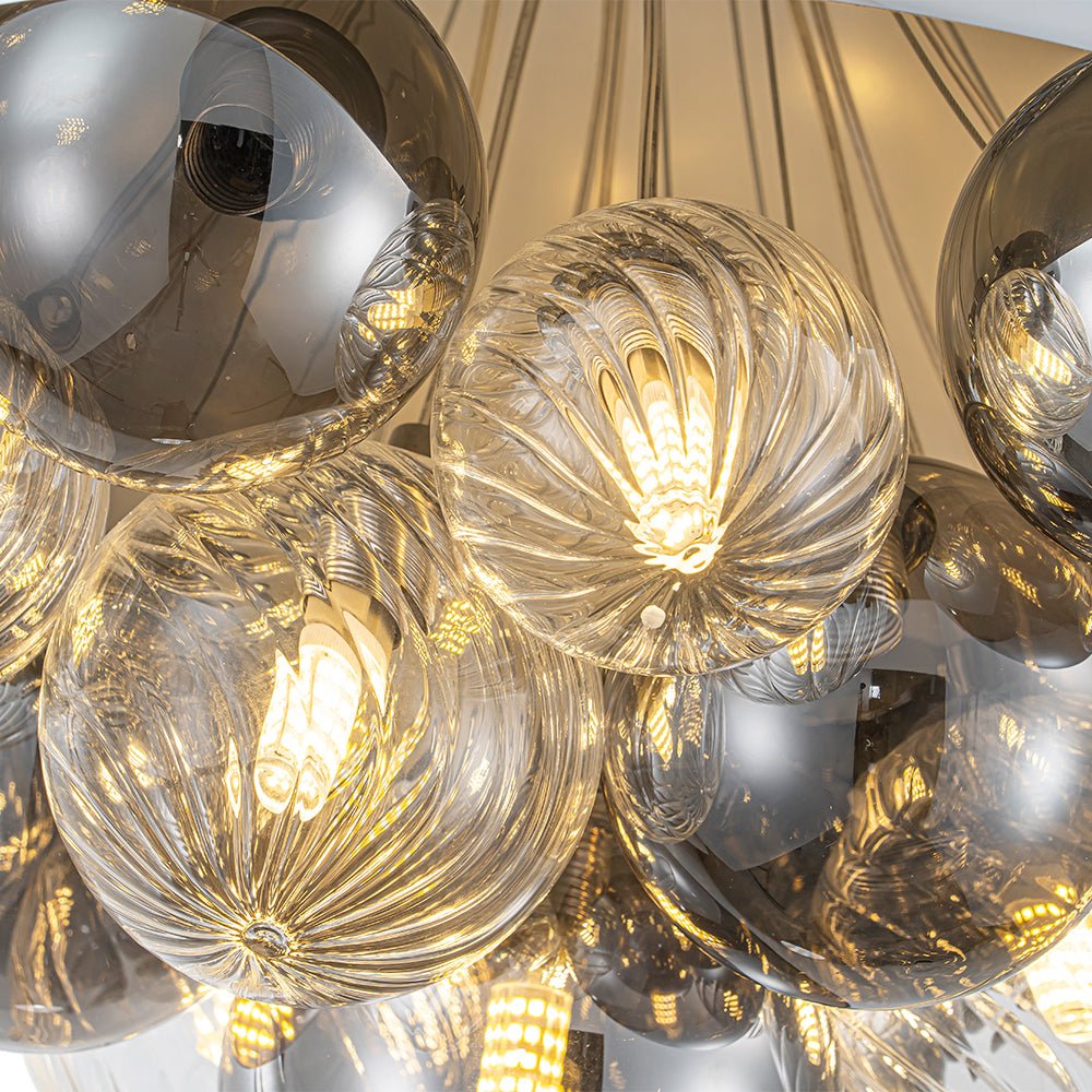 Designer Cluster Glass Globe Metal Dome Pendant Light