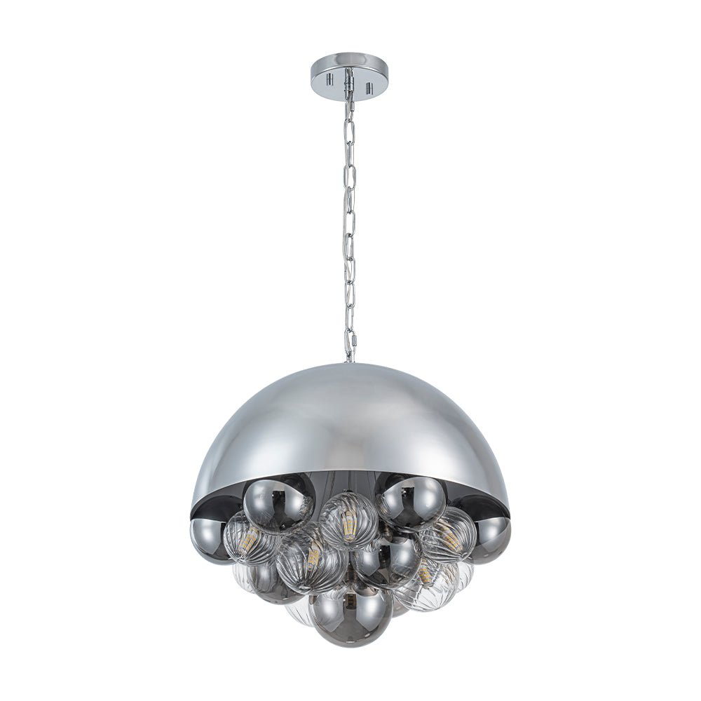 Designer Cluster Glass Globe Metal Dome Pendant Light