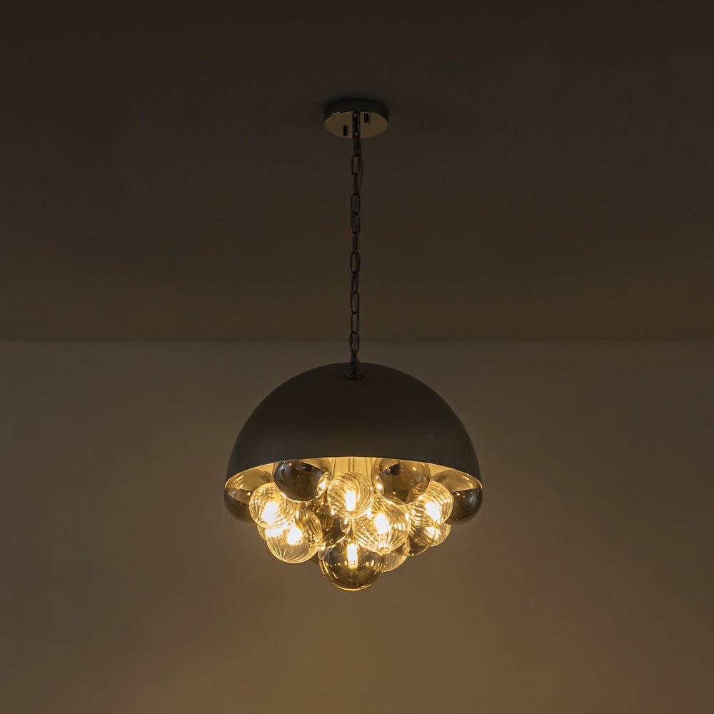 Designer Cluster Glass Globe Metal Dome Pendant Light
