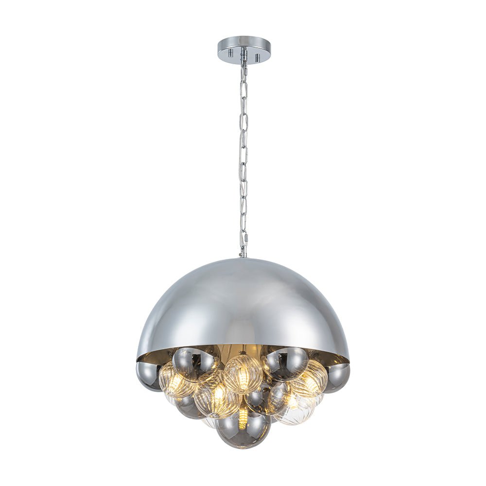 Designer Cluster Glass Globe Metal Dome Pendant Light