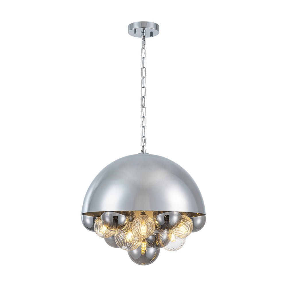 Designer Cluster Glass Globe Metal Dome Pendant Light